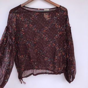 Free People Sheer Floral Blouse